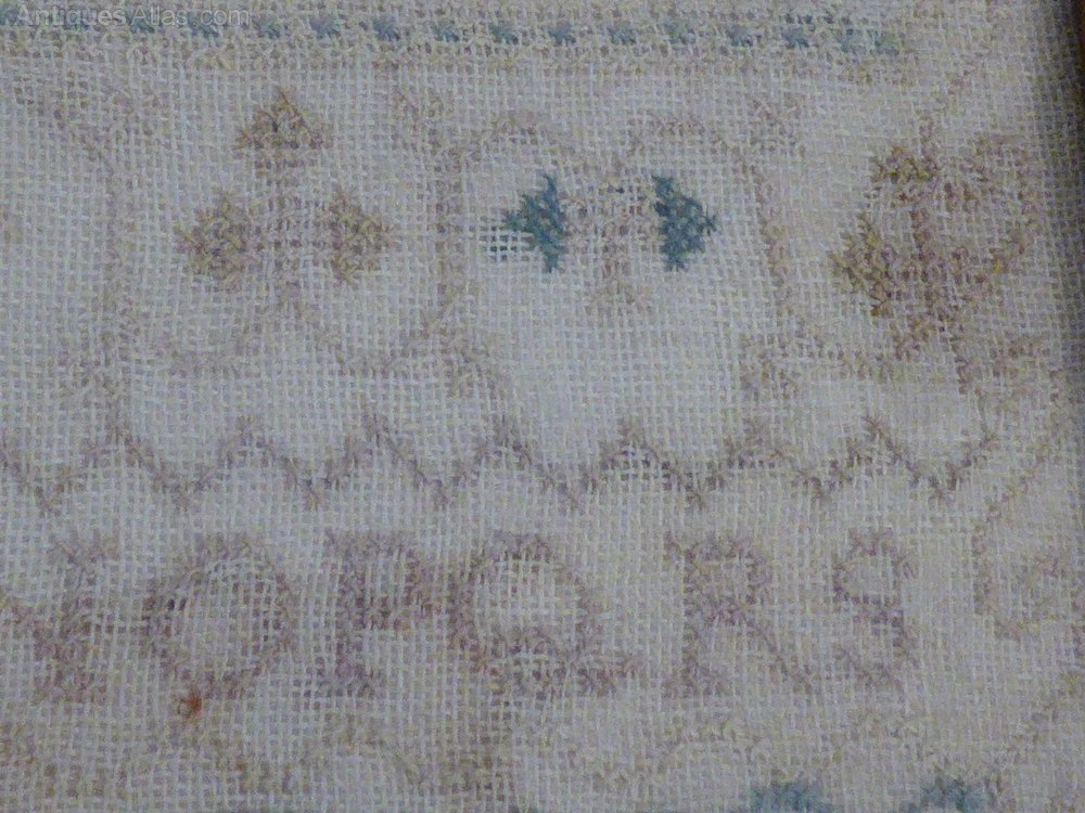Antiques Atlas Victorian Alphabet Needlework Sampler C1870
