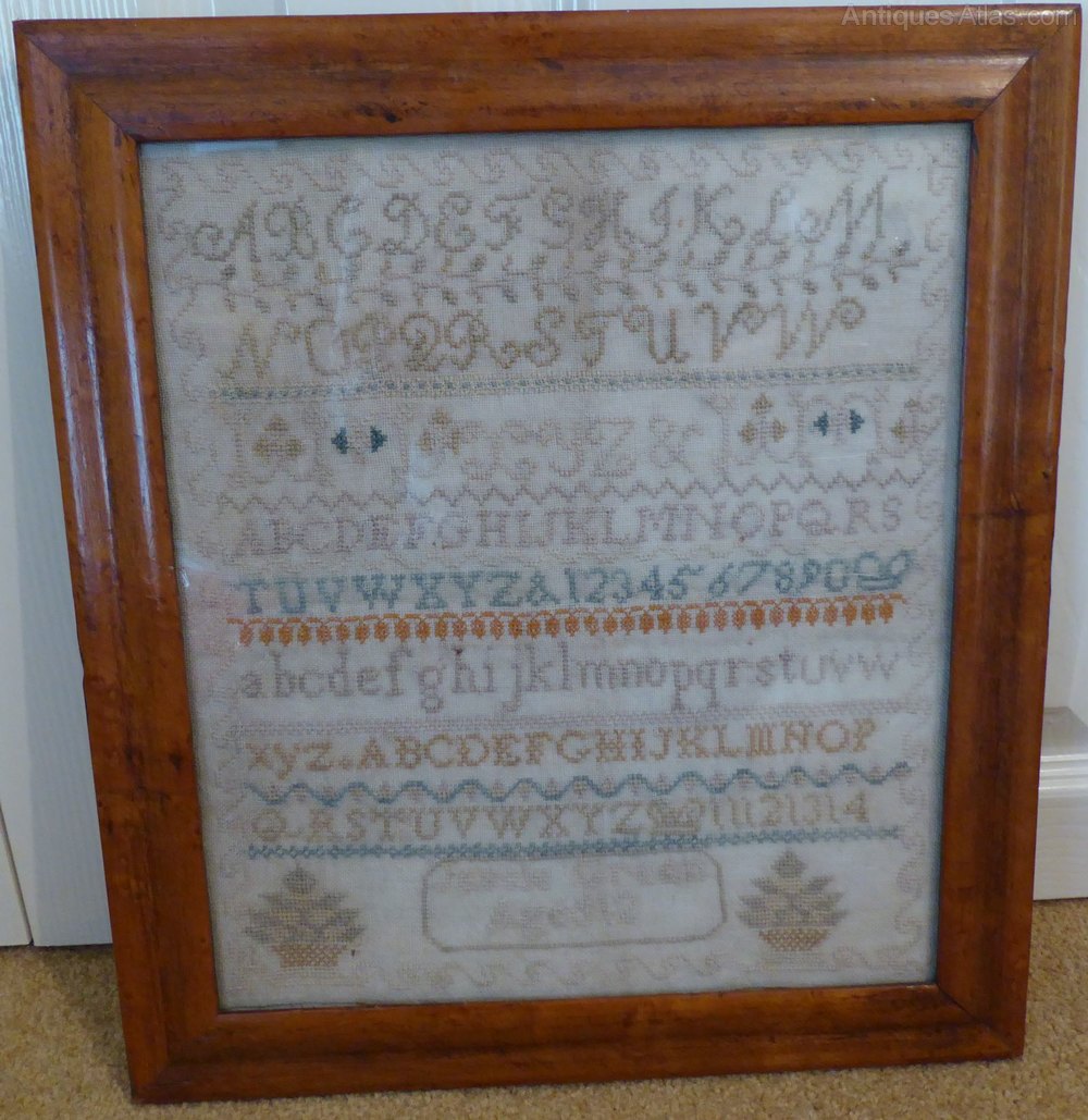 Antiques Atlas Victorian Alphabet Needlework Sampler C1870