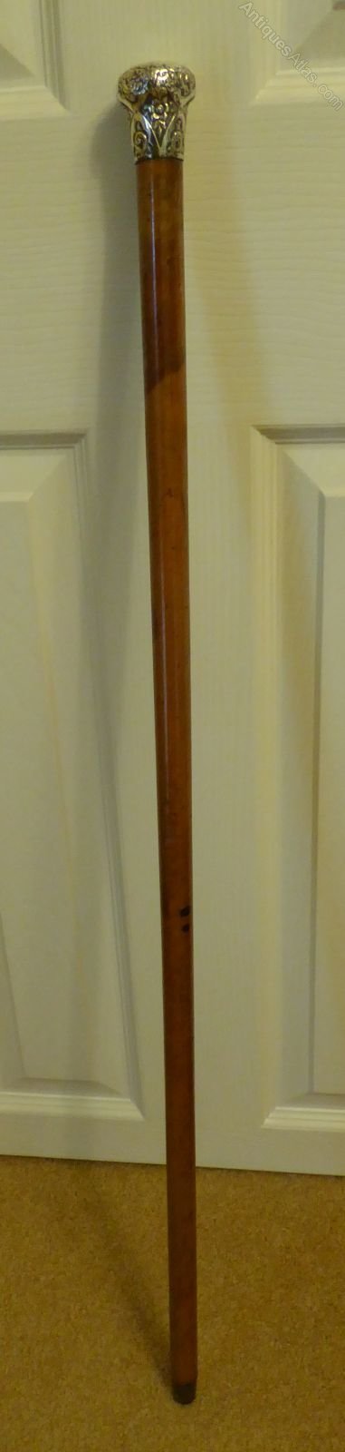 ANCIENNE CANNE POMMEAU en Argent et bois EUR 260,00 - FR