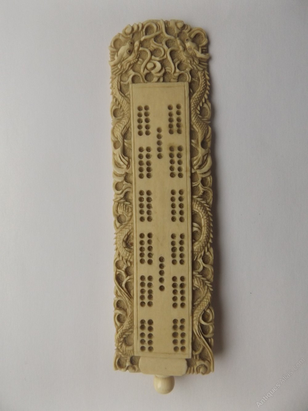 Antiques Atlas - Chinese Ivory Cribbage Board Decorated With Dragon