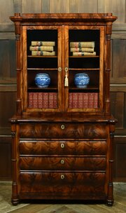 19th?Century French Flame Mahogany Bookcase
