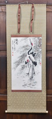 Boxed Japanese Crane Scroll 
