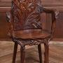 Carved Anglo-Indian Kashmir Walnut Armchair