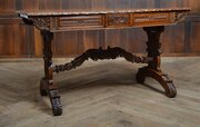 Carved Victorian Padauk Library Table