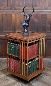 Edwardian Walnut Revolving Bookcase