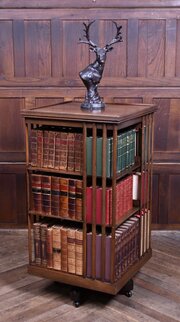 Edwardian Walnut Revolving Bookcase