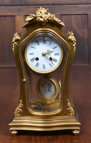French Gilt Clock With Signed Rodier Miniature