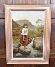 Oil On Canvas By W.E. Evans  "Highland Lassie"