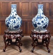 Pair Of Chinese Hardwood Plant Stands