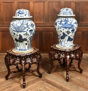Pair Of Chinese Hardwood Plant Stands 