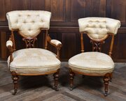 Pair Of Victorian Walnut Parlour Chairs  