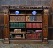Victorian Gothic Revival Oak Open Bookcase