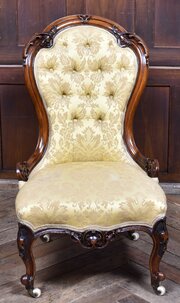 Victorian Walnut Spoon- Back Nursing Chair