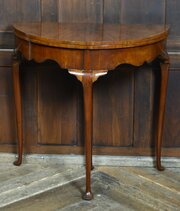 Walnut Demi Lune Fold -Over Card Table