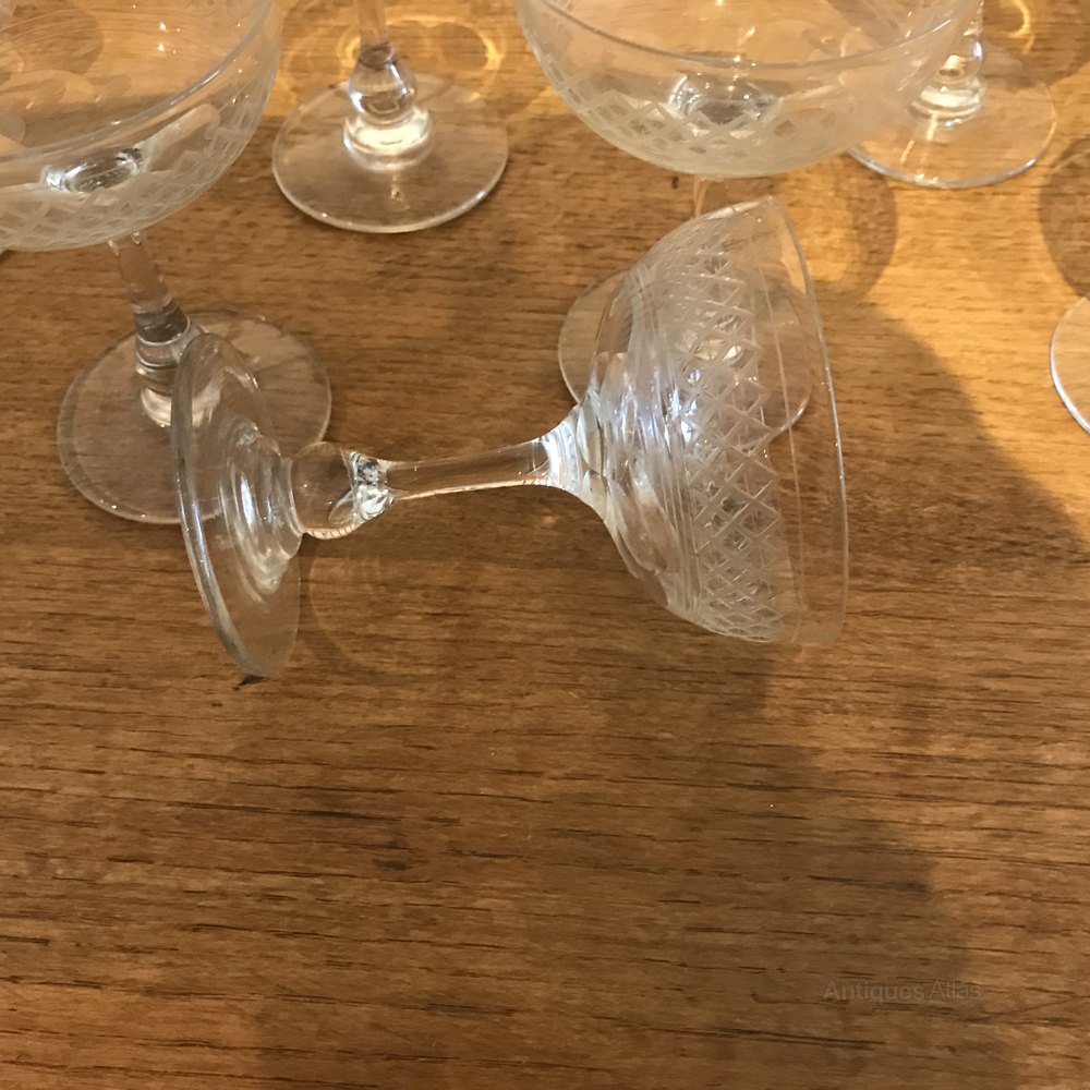 Antiques Atlas Seven Antique Crystal Champagne Glasses