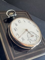 Rare Swiss With 14ct Gold Bezel Pocket Watch C1900