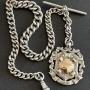 Silver Albert Pocket Watch chain & Fob c1904 58gms