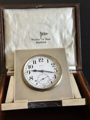 Silver 8 Day Desk / Mantle Clock Art Deco 1932