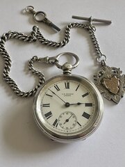 Silver JW Benson With Albert Chain Fob London 1883