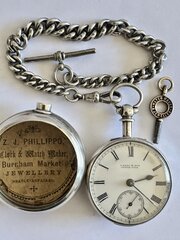 Silver Pair Case Pocket Watch & Albert Chain 1817