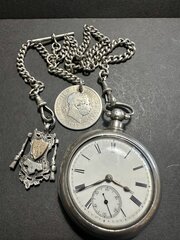 Silver Pair Cased London 1883 With Albert Chain 