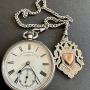 Silver Pocket Watch & Albert Chain fob London 1891