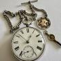 Silver Pocket Watch with Albert chain & fob 1865