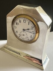 Solid Silver Edwardian Mantle / Desk Clock 1906