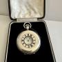 Solid Silver Half Hunter Pocket Watch with box1919