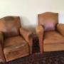 Pair of Antique Art Deco Leather Club Armchairs 