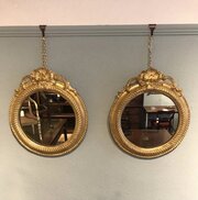 Pair Of Gilt Round Mirrors Circa 1850
