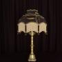 19th C.Gothic Brass Candlestick Table Lamp & Shade