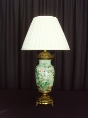 19th C. Japanese Porcelain Table Lamp & Shade