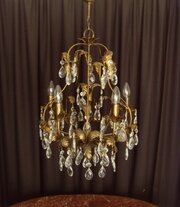 5 Light Toleware Chandelier Crystal Drops