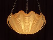 Art Deco Glass & Chrome Clam Shell Ceiling Light