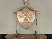 Arts & Crafts Copper Fire Screen Lion Rampant