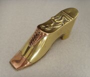 Arts & Crafts Copper & Brass Shoe Snuff Box Cricket