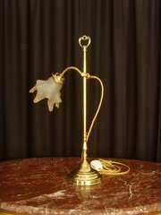 Edwardian Brass Adjustable Desk Lamp Glass Shade