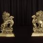 Pair Brass Rampant Lion Andirons Or Fire Dogs