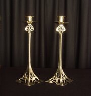 Pair Of Brass Art Nouveau Candlesticks WMF Style