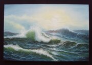 Seascape Oil Painting On Canvas Breaking Waves
