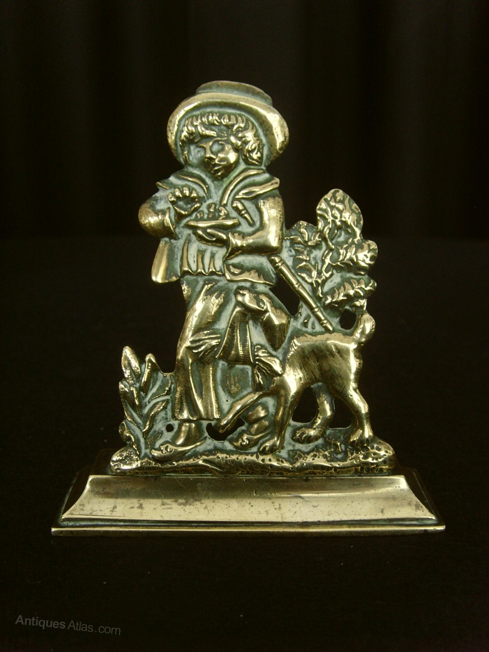 Antiques Atlas Victorian Brass Desk Paperweight Boy & Dog