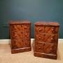 Pair of Book Matched Walnut Bedside Chests