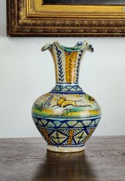 18th Century Pottery Vase- Polychrome Colours On T