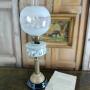 Hand Painted Glass & Brass Oil Lamp
