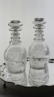 Pair Of Antique Cut Glass Decanters