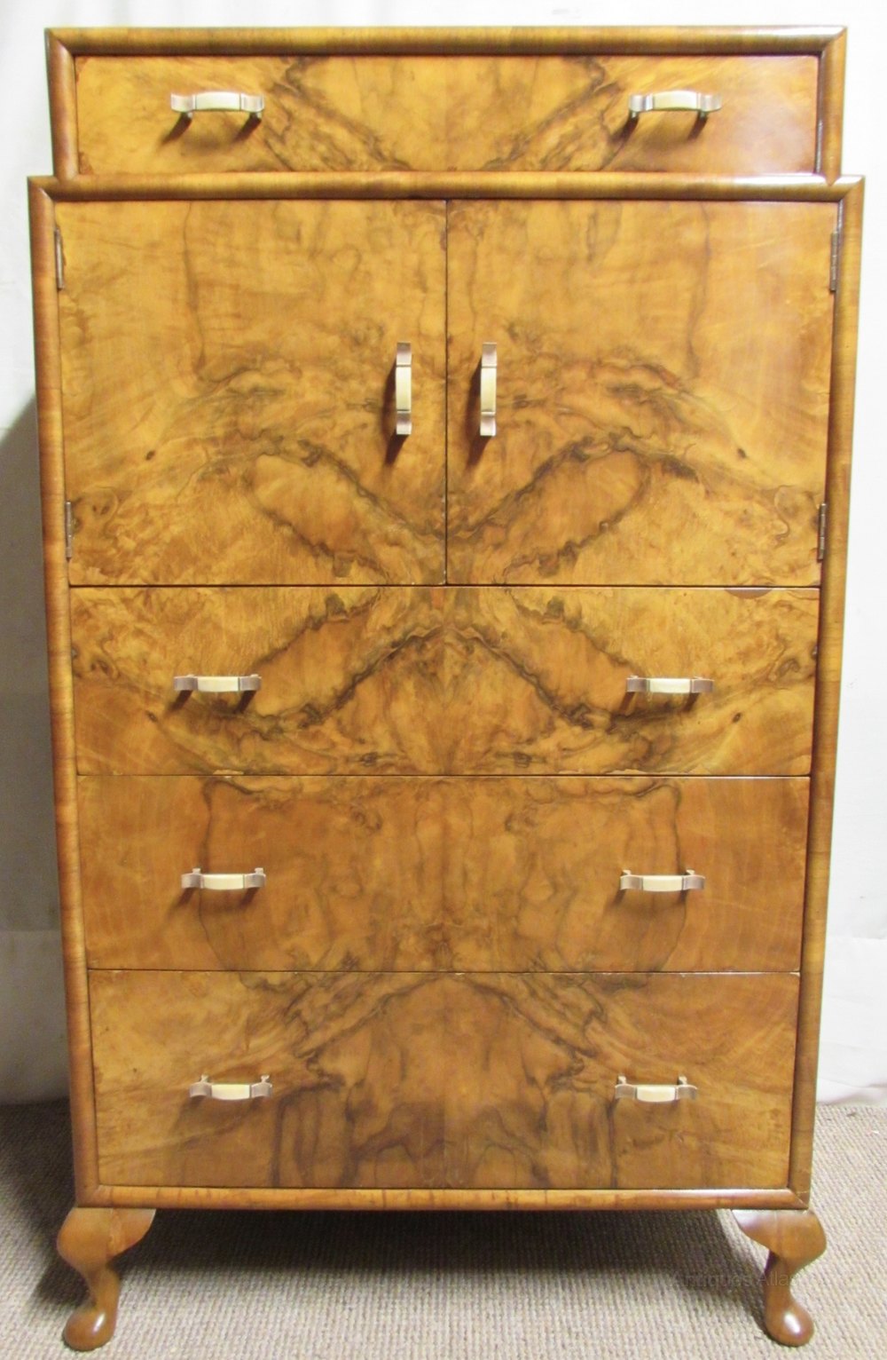 Art Deco Burr Walnut Linen Chest Of Drawers Antiques Atlas