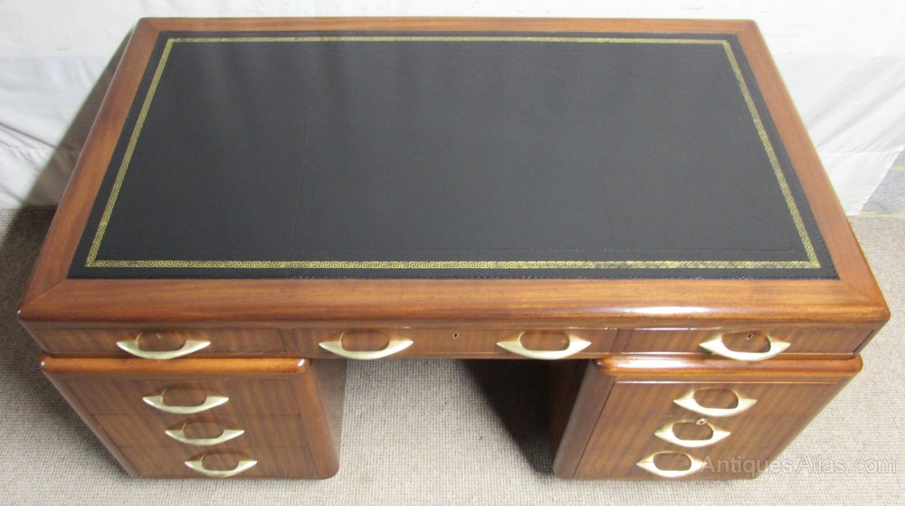 Art Deco Walnut Pedestal Desk Antiques Atlas