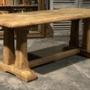French Bleached Oak Trestle Farmhouse Dining Table