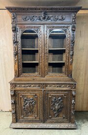 French Carved Oak Hunting Cabinet